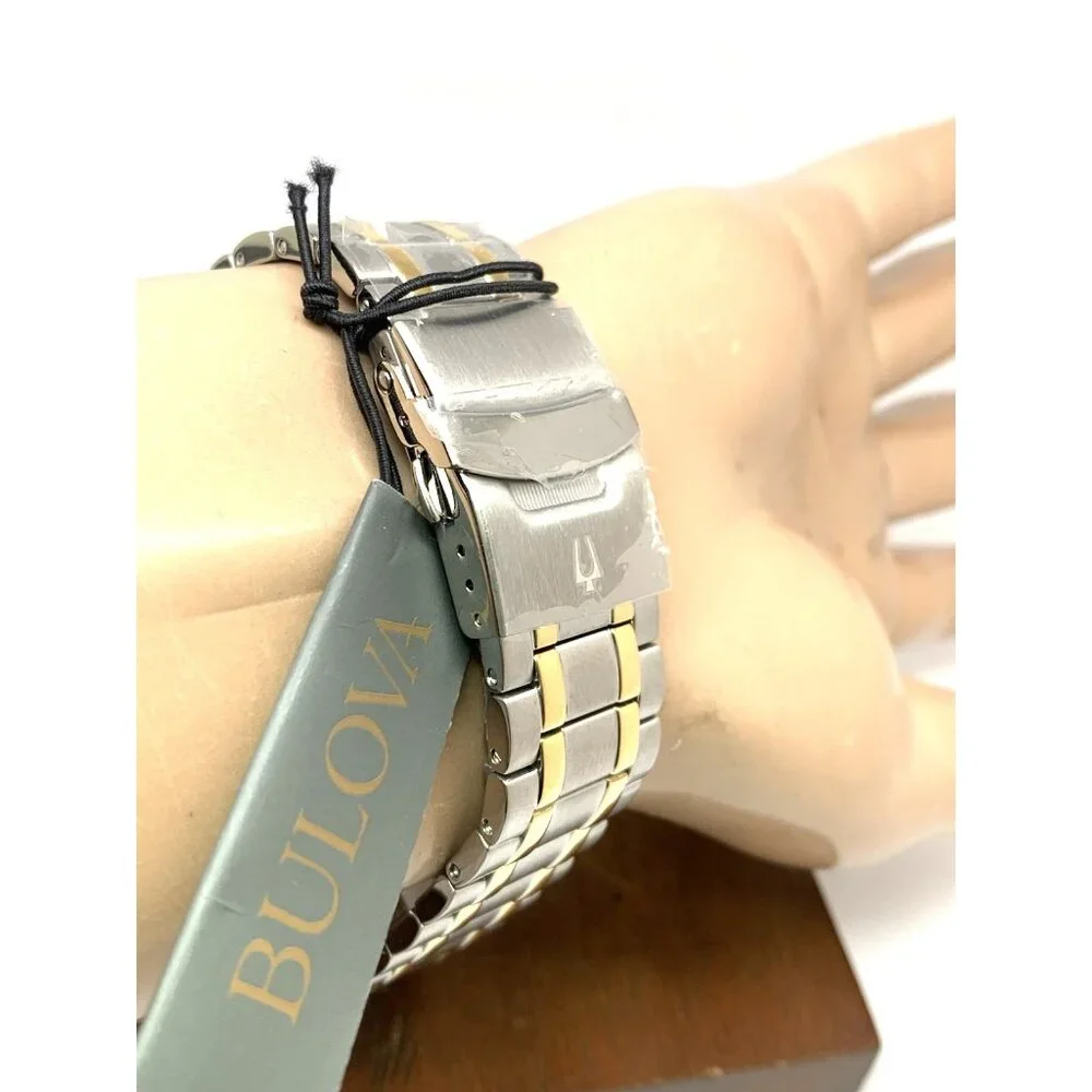 Bulova Men's Watch 98B394 Diver Black Dial Quartz Two Tone Stainless Steel 44mm